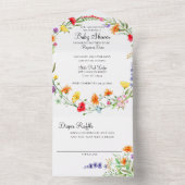 ワイルドフラワーオールインワンベビーシャワー招待状 オールインワン招待状 (内側)