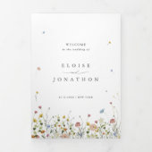 ワイルドフラワーオールインワン三重結婚式招待状 三つ折りプログラム (カバー)