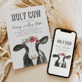 ワイルドフラワーカウベビーシャワー招待状 招待状