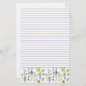 ワイルドフラワーカエルの羽が並んだ自然 便箋 (正面/裏面)