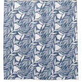 ワイルドフラワーカスケードホワイト&ブルー シャワーカーテン (正面)