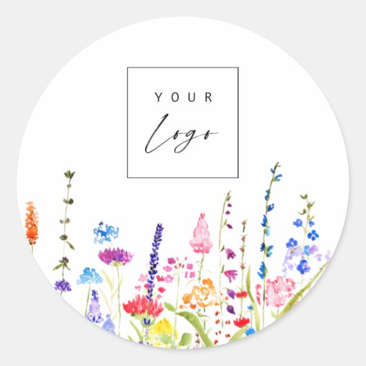 ワイルドフラワーカスタムズのロゴカラー ラウンドシール (正面)