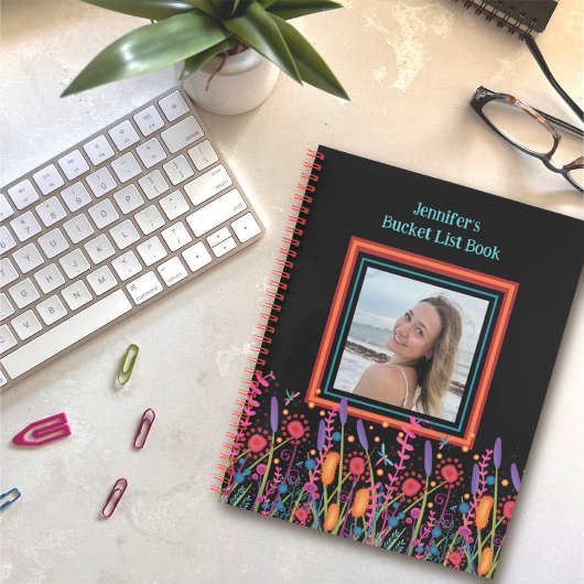 ワイルドフラワーカスタムズ写真名日付バケット・リスト ノートブック