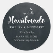 ワイルドフラワーカスタムブラック手作り製品包装 ラウンドシール (正面)