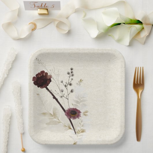 ワイルドフラワーカスタム紙プレート ペーパープレート (ウェディング)