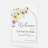 ワイルドフラワーカップルシャワーアクリルウェルカムサイン アクリルサイン (傾斜)