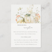 ワイルドフラワーカボチャ水彩ウェディングレセプション エンクロージャーカード (正面)