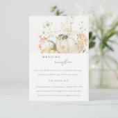 ワイルドフラワーカボチャ水彩ウェディングレセプション エンクロージャーカード (スタンド正面)