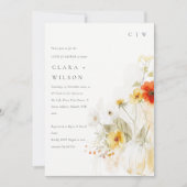 ワイルドフラワーカボチャ水彩カップルのシャワー 招待状 (正面)