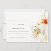 ワイルドフラワーカボチャ結婚の水彩の記念日 招待状 (正面)