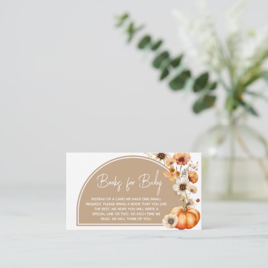 ワイルドフラワーカボチャ赤ちゃんシャワーブックベビー エンクロージャーカード (スタンド正面)