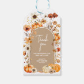 ワイルドフラワーカボチャ赤ちゃんシャワーメッセージカード ギフトタグ (正面)