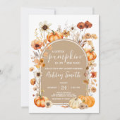 ワイルドフラワーカボチャ赤ちゃんシャワー 招待状 (正面)