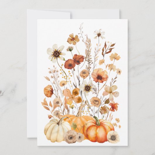 ワイルドフラワーカボチャ赤ちゃんシャワー 招待状 (裏面)