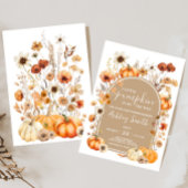 ワイルドフラワーカボチャ赤ちゃんシャワー 招待状