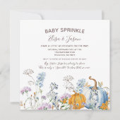 ワイルドフラワーカボチャ赤ちゃん女の子ふりかけシャワー 招待状 (正面)