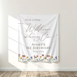 ワイルドフラワーカラフルが1つの誕生日の背景を変える タペストリー