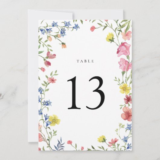 ワイルドフラワーカラフルのおとぎ結婚話のテーブル番号 (裏面)