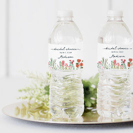 ワイルドフラワーカラフルのブライダルシャワーへの招待 ペットボトルラベル