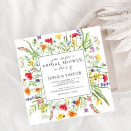 ワイルドフラワーカラフルのブライダルシャワーへの招待 招待状