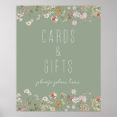 ワイルドフラワーカラフルのブライダルシャワーカードのギフト ポスター (正面)