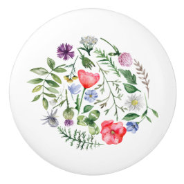 ワイルドフラワーカラフルの丸いノブ セラミックノブ