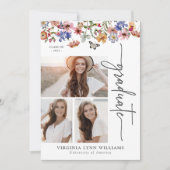 ワイルドフラワーカラフルの写真卒業 案内状 (正面)