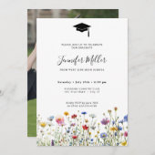 ワイルドフラワーカラフルの卒業パーティーの写真 シーズンカード (正面/裏面)