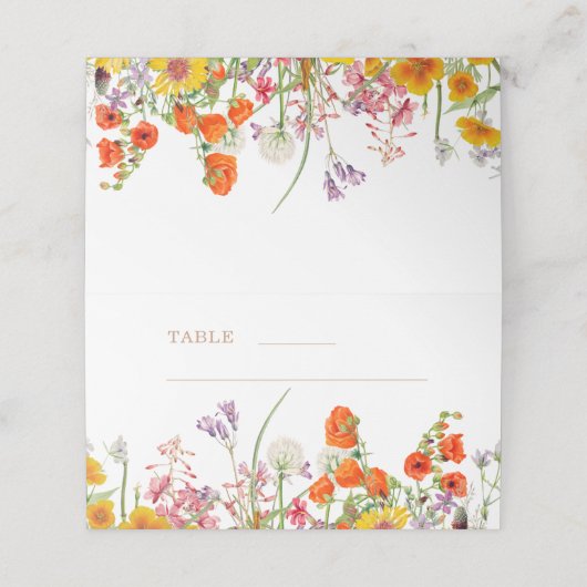 ワイルドフラワーカラフルの国の結婚式 プレイスカード (外部開封)