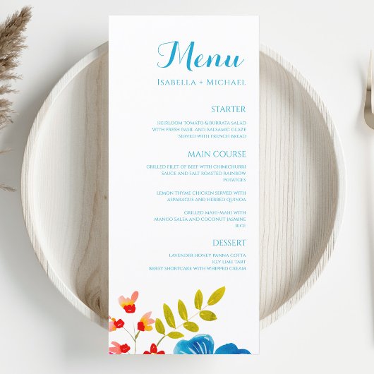 ワイルドフラワーカラフルの水の色のメ結婚ニュー メニュー