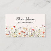 ワイルドフラワーカラフルの水彩夏のフローラ 名刺 (正面)