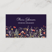 ワイルドフラワーカラフルの水彩夏のフローラ 名刺 (正面)
