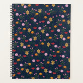 ワイルドフラワーカラフルの水色ブルーデザイン プランナー手帳 (正面)