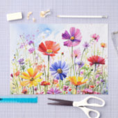 ワイルドフラワーカラフルの牧草地の水彩 薄葉紙 (クラフト)