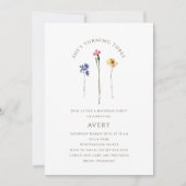 ワイルドフラワーカラフルの第3誕生日パーティー 招待状 (正面)