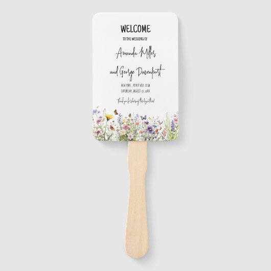 ワイルドフラワーカラフルの結婚式のプログラムファン ハンドファン (正面)