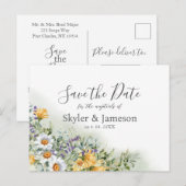 ワイルドフラワーカラフルの結婚式の日付を保存 ポストカード (正面/裏面)