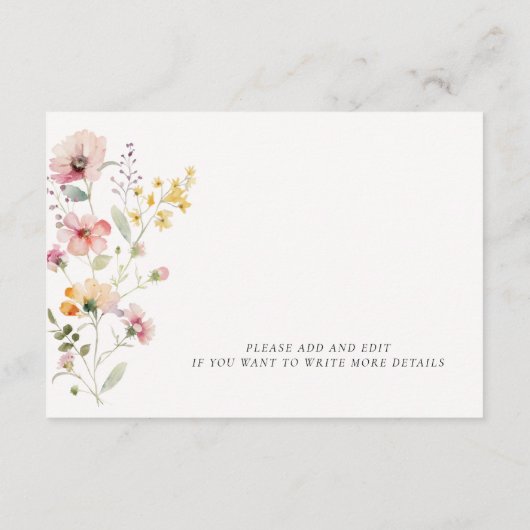 ワイルドフラワーカラフルの結婚詳細のエンクロージャカード エンクロージャーカード (裏面)