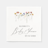 ワイルドフラワーカラフルの赤ちゃんシャワーナプキン スタンダードカクテルナプキン (正面)