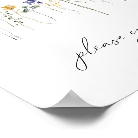 ワイルドフラワーカラフルの赤ちゃんシャワー飲料の看板 ポスター (角)