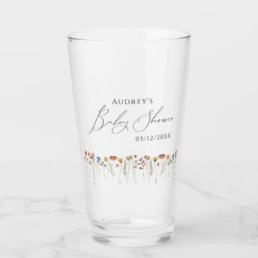 ワイルドフラワーカラフルの赤ちゃんシャワー タンブラーグラス (正面)