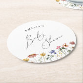 ワイルドフラワーカラフルの赤ちゃんシャワー ラウンドペーパーコースター (アングル)