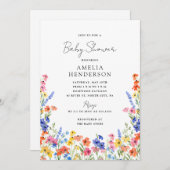 ワイルドフラワーカラフルの赤ちゃんシャワー 招待状 (正面/裏面)