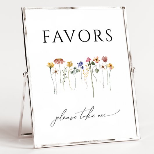 ワイルドフラワーカラフルの赤ん坊のシャワーの好意サイン ポスター