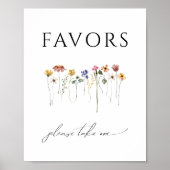 ワイルドフラワーカラフルの赤ん坊のシャワーの好意サイン ポスター (正面)