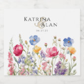 ワイルドフラワーカラフルの飲食品ラベルセット スパークリングワインラベル (シングルラベル)