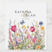 ワイルドフラワーカラフルの飲食品ラベルセット ワインラベル (シングルラベル)