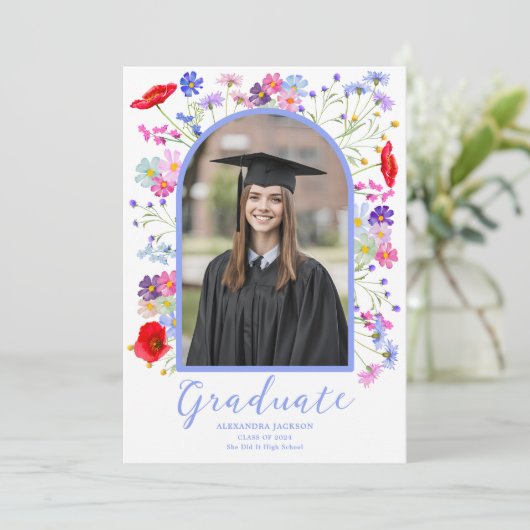 ワイルドフラワーカラフルアースタイリッシュチ大学院写真 案内状 (スタンド正面)