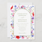 ワイルドフラワーカラフルアーチウェブサイトQRコード 招待状 (正面)