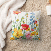 ワイルドフラワーカラフルイラストレーションイン開花 クッション (ブランケット)